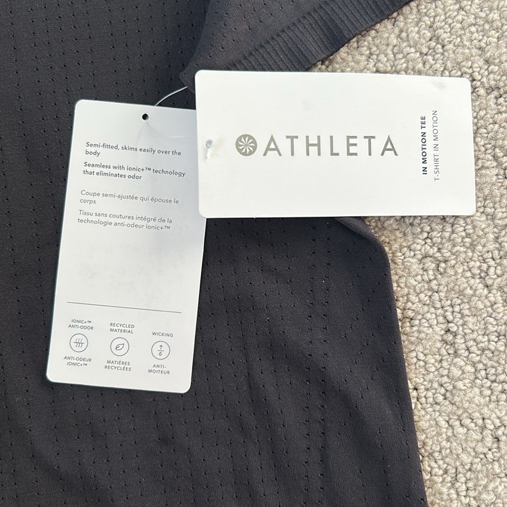 Athleta In Motion Seamless Top Workout Athletic Active Gym Tee Black SZ XS NWT - Picture 9 of 14